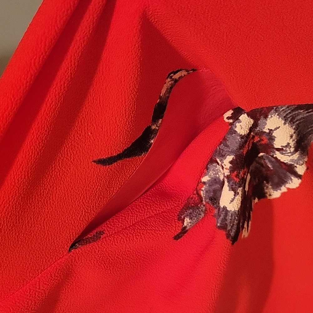 Free People Flutterby Red Pleated Dress SZ 2 - Picture 6 of 7